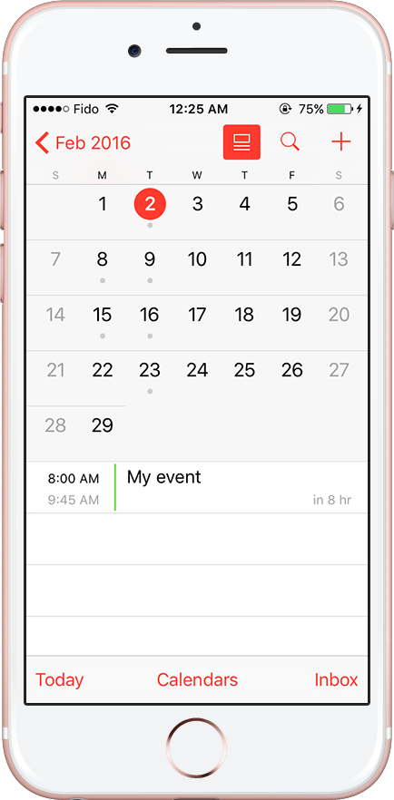 Calendar events on iPhone