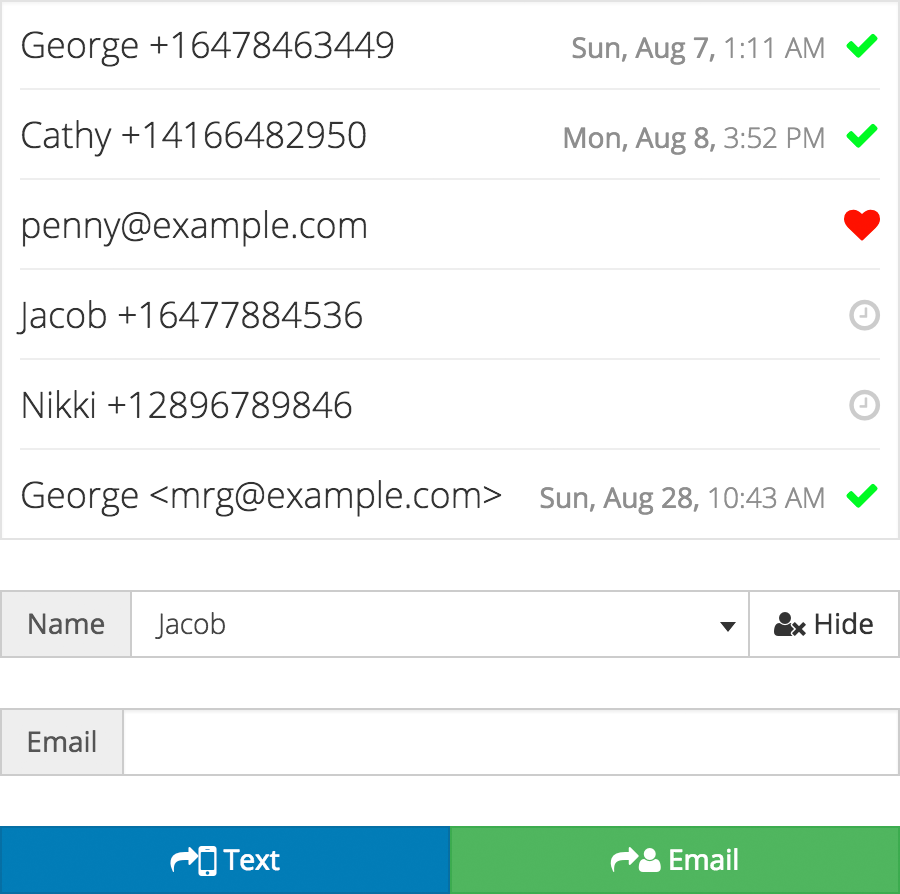 Invite your Contacts and Track Delivery