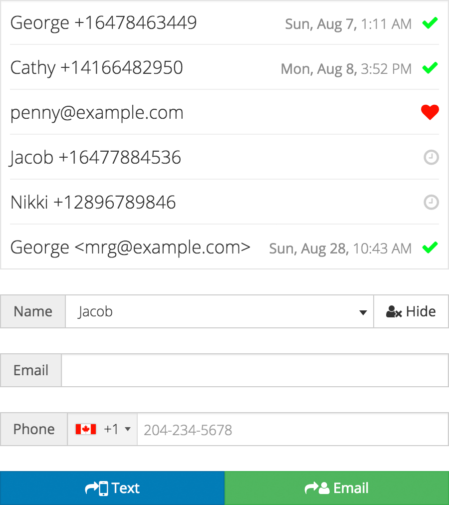 Invite your Contacts and Track Delivery